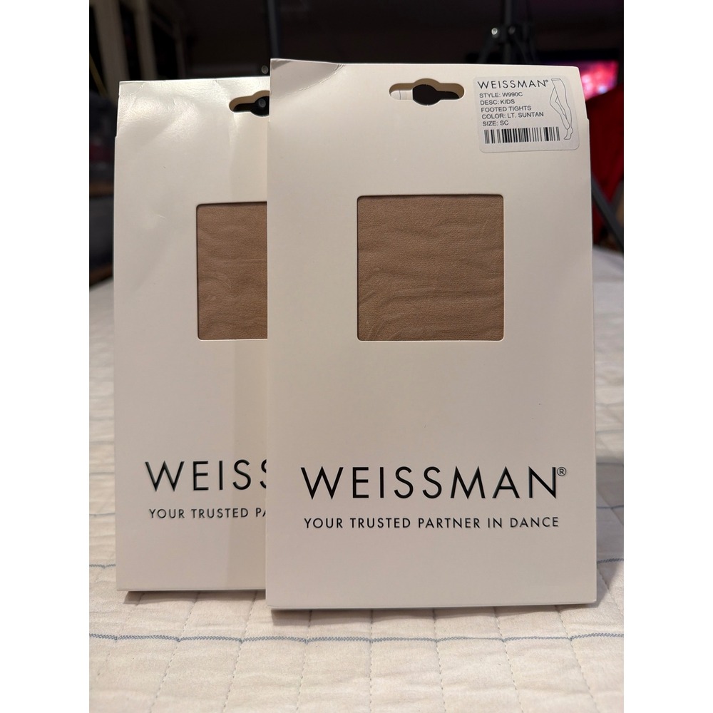 Weissman W990C Kids Footed Tights Lt Suntan Dance Microfiber Size SC Set of 2